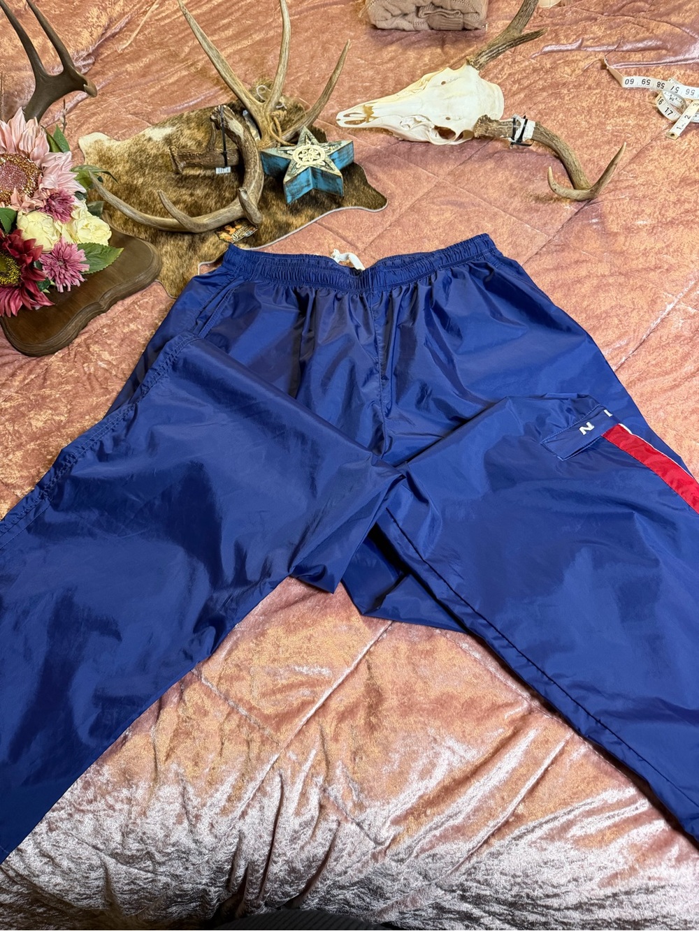 Vintage Nike Navy Wind Track Pants Colorblock Ankle Zip